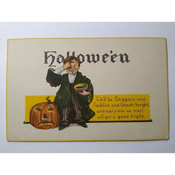 Halloween Postcard Nash Series 38 Wizard Warlock Goblins Ghosts Poem Unused - Picture 5 of 5